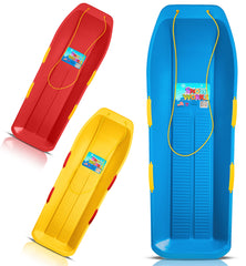 Snow Works 47" Toboggan Lifetime Sled: Durable High-Density Plastic Sleds for Adults, Kids, and Teens 2 Person Snow Sleds for Kids and Adults W/Handles and Pull Rope