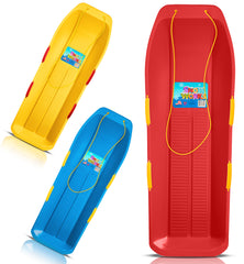 Snow Works 47" Toboggan Lifetime Sled: Durable High-Density Plastic Sleds for Adults, Kids, and Teens 2 Person Snow Sleds for Kids and Adults W/Handles and Pull Rope