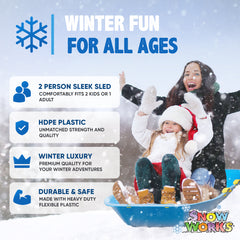 Snow Works 47" Toboggan Lifetime Sled: Durable High-Density Plastic Sleds for Adults, Kids, and Teens 2 Person Snow Sleds for Kids and Adults W/Handles and Pull Rope