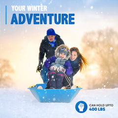 Snow Works 47" Toboggan Lifetime Sled: Durable High-Density Plastic Sleds for Adults, Kids, and Teens 2 Person Snow Sleds for Kids and Adults W/Handles and Pull Rope