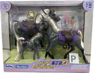 Grand Champion 2 Medium Horses + Mini Horse Playset - Deluxe Horse Set
