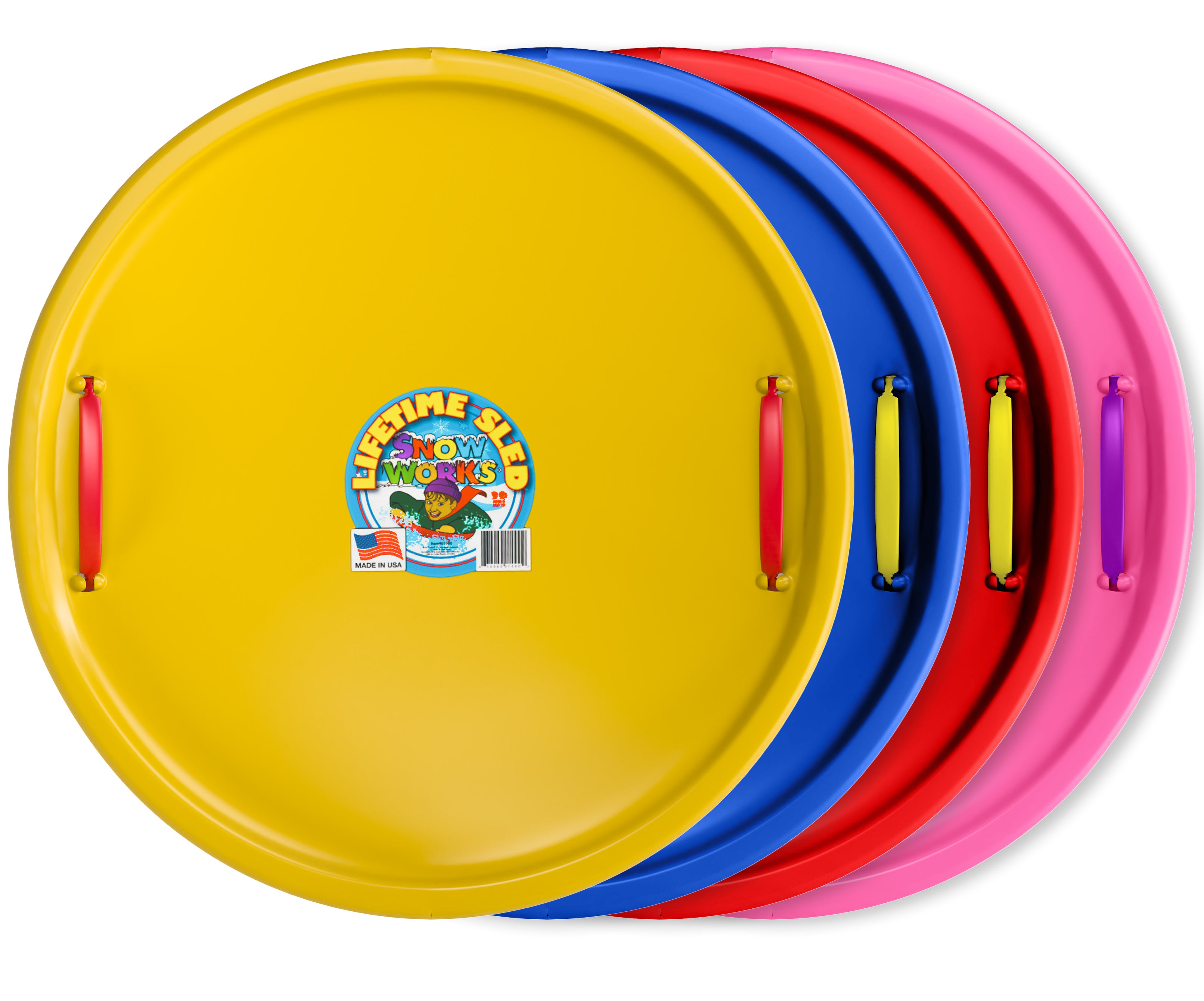 Yellow round snow saucer sled